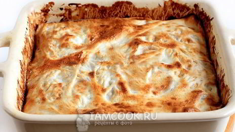 лазанья из лаваша с фаршем и сметанным соусом