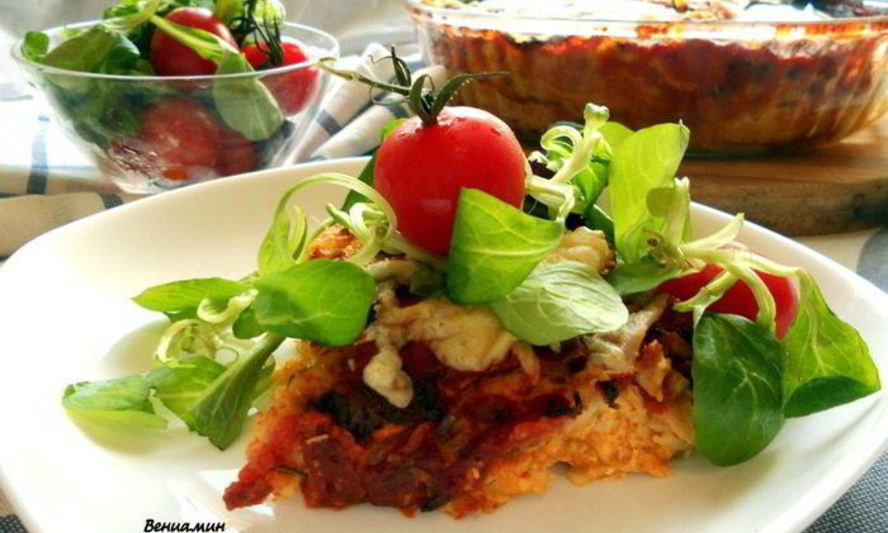 Рецепт лазанья из ржаных блинчиков с курицей, томатами и базиликом
