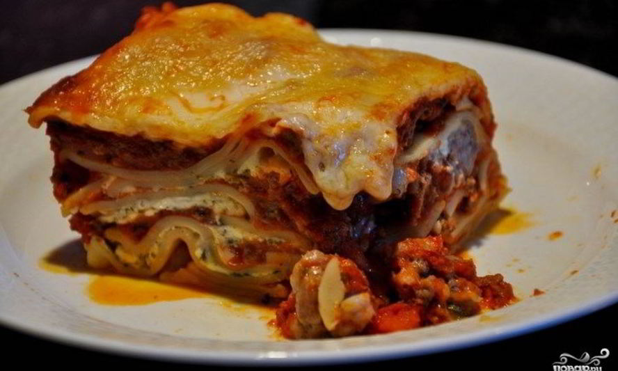 Рецепт лазанья с фаршем и помидорами