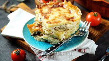 лазанья с грибами и сыром