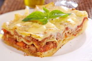 Лазанья с грибами и ветчиной