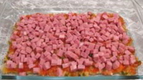 лазанья с грибами и ветчиной