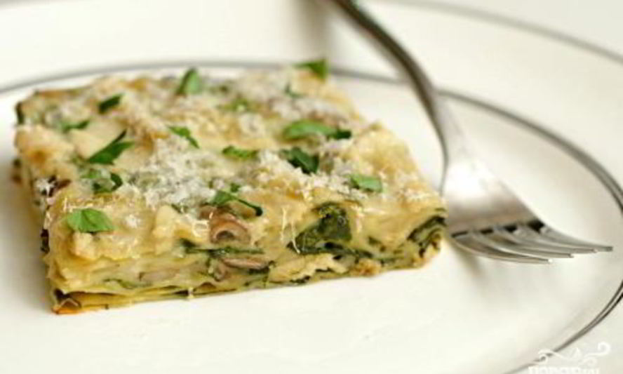Рецепт лазанья с курицей, грибами и шпинатом