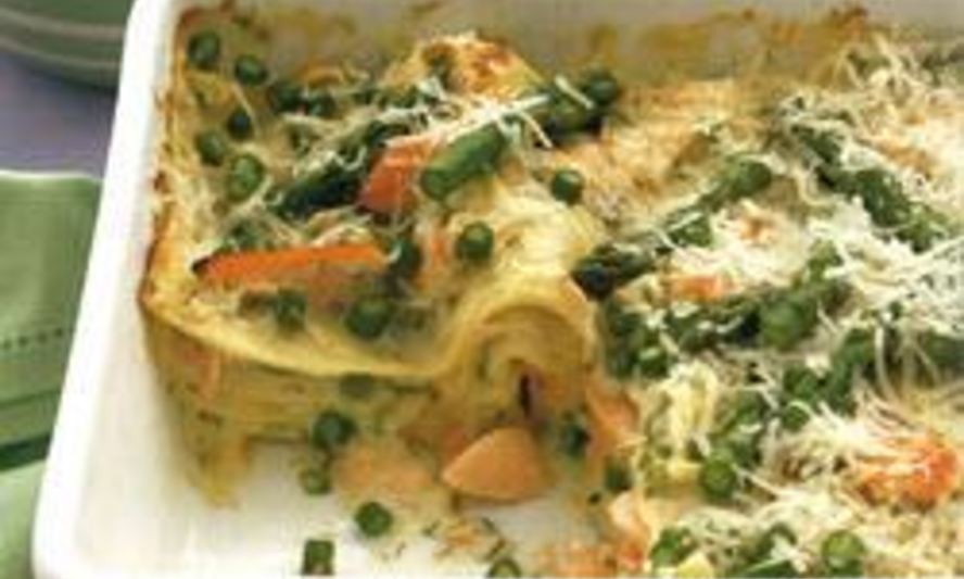 Рецепт лазанья с лососем и спаржей