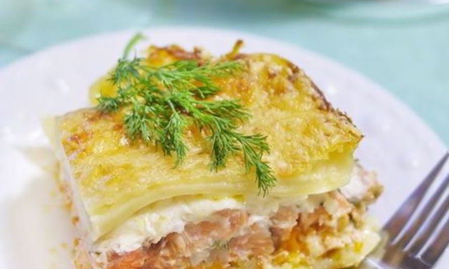 Рецепт лазанья с лососем и укропом