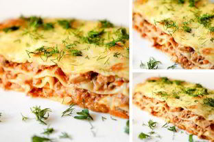 Лазанья с мясом и грибами