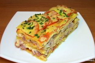Лазанья с сыром и ветчиной