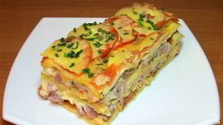 Лазанья с сыром и ветчиной