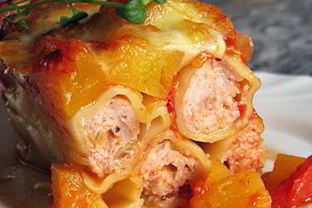 Каннеллони с фаршем в томатно-тыквенном соусе