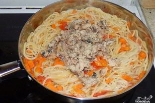 Макароны с консервированной сайрой