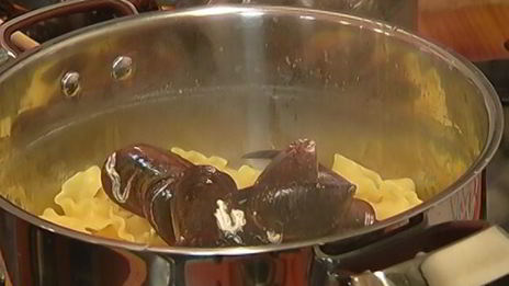 макароны с мидиями под соусом из сидра