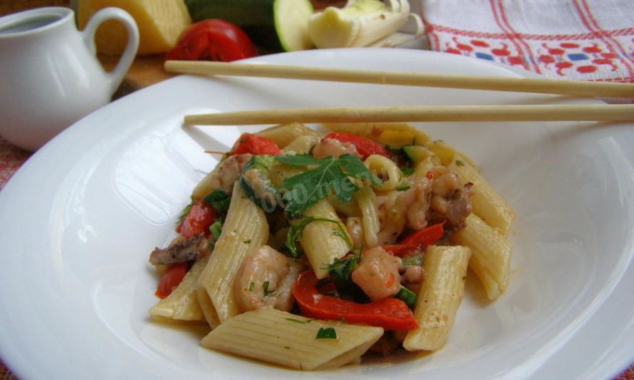 Рецепт макароны с морепродуктами