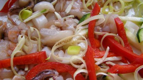 макароны с морепродуктами