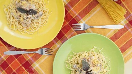 паста с грибами и беконом