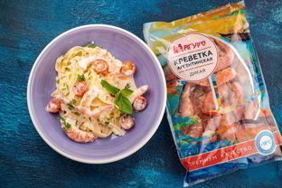 Паста с креветками и сливочным соусом