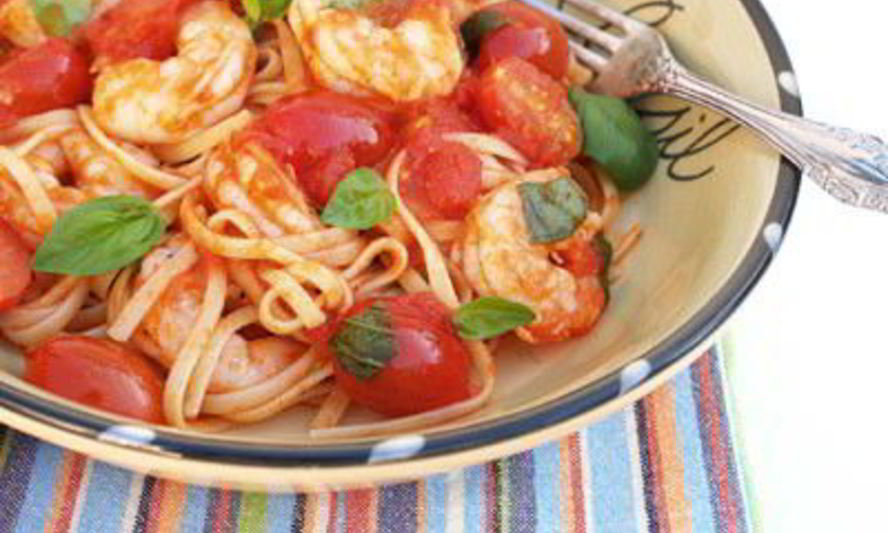Рецепт паста с креветками, помидорами и базиликом