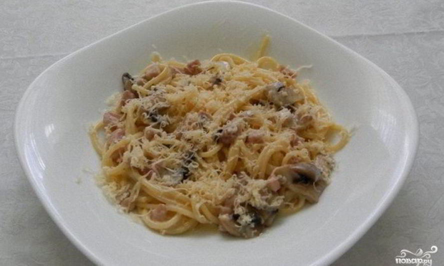 Рецепт паста с ветчиной в сливочном соусе