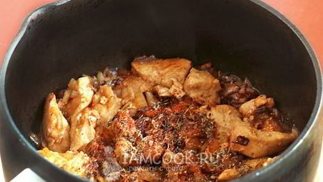 спагетти с курицей в сметанном соусе