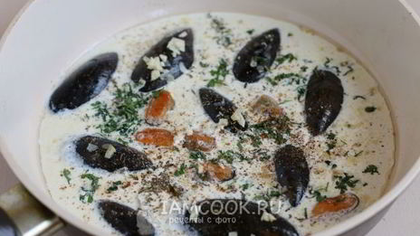 спагетти с мидиями в сливочном соусе