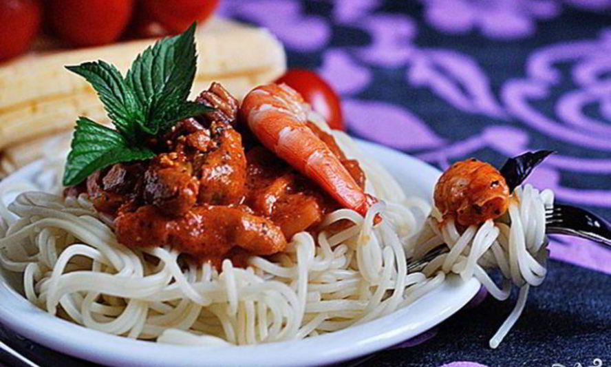 Рецепт спагетти с морепродуктами