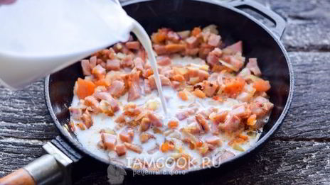 спагетти с ветчиной и сыром