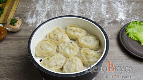 манты с мясом и тыквой в мультиварке