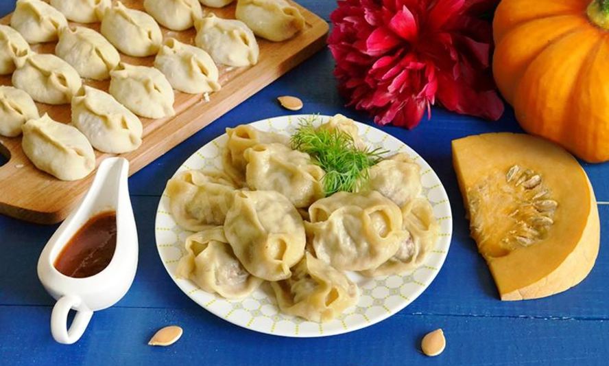 Рецепт манты с тыквой и мясом