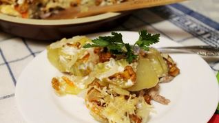 Картошка по-французски с грибами лисичками в духовке