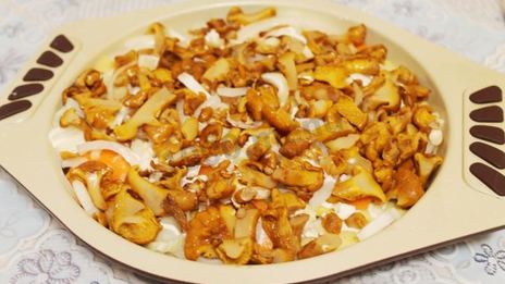 картошка по-французски с грибами лисичками в духовке