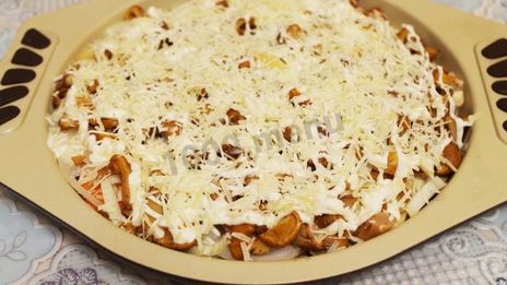 картошка по-французски с грибами лисичками в духовке