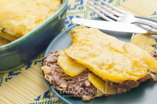 Мясо по-французски с фаршем