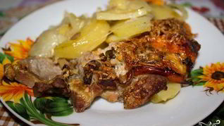 Мясо по-французски с грибами