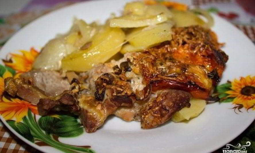 Рецепт мясо по-французски с грибами