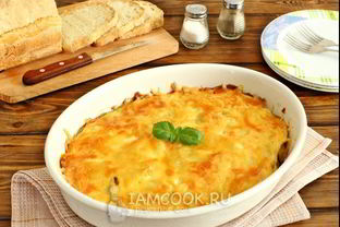 Мясо по-французски с картошкой и грибами