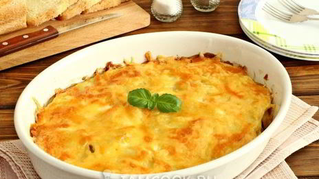 мясо по-французски с картошкой и грибами