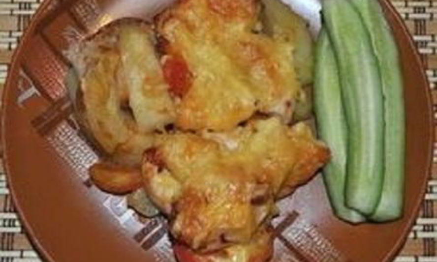 Рецепт мясо по-французски с курицей