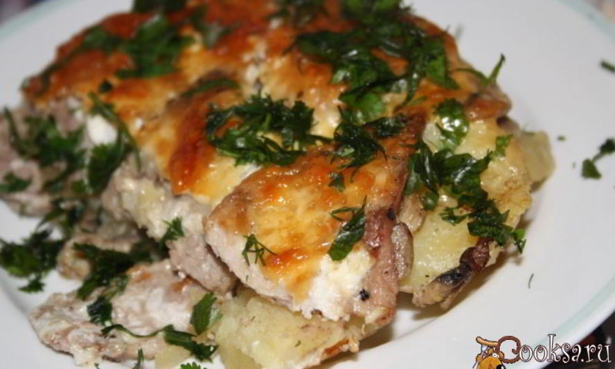 Рецепт мясо по-французски с шампиньонами