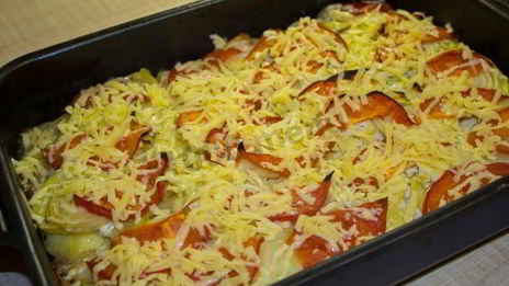 мясо свинины по-французски с помидорами картошкой сыром