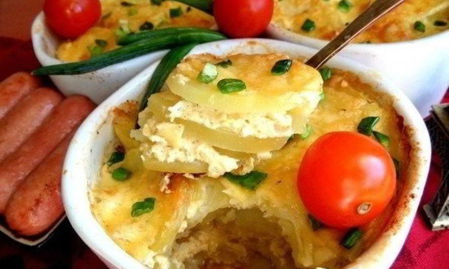Рецепт запеченный картофель со сливками и чесноком по-французски