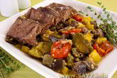 Баранина с овощами, запеченная в рукаве
