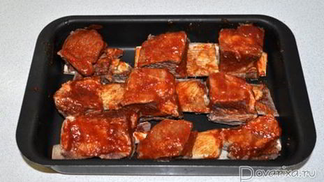 говяжьи ребрышки варено-запеченные