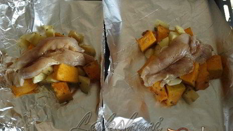 куриное филе запеченное в фольге с тыквой и картофелем