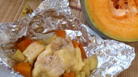 куриное филе запеченное в фольге с тыквой и картофелем