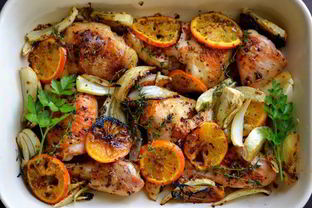 Курица, запеченная с апельсинами