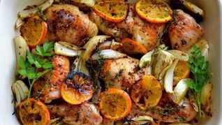 Курица, запеченная с апельсинами