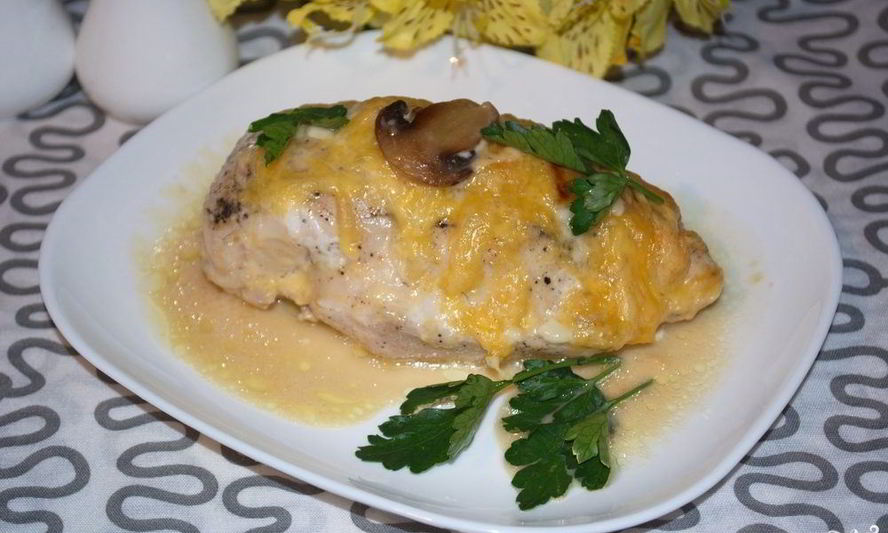 Рецепт мясо с шампиньонами в духовке