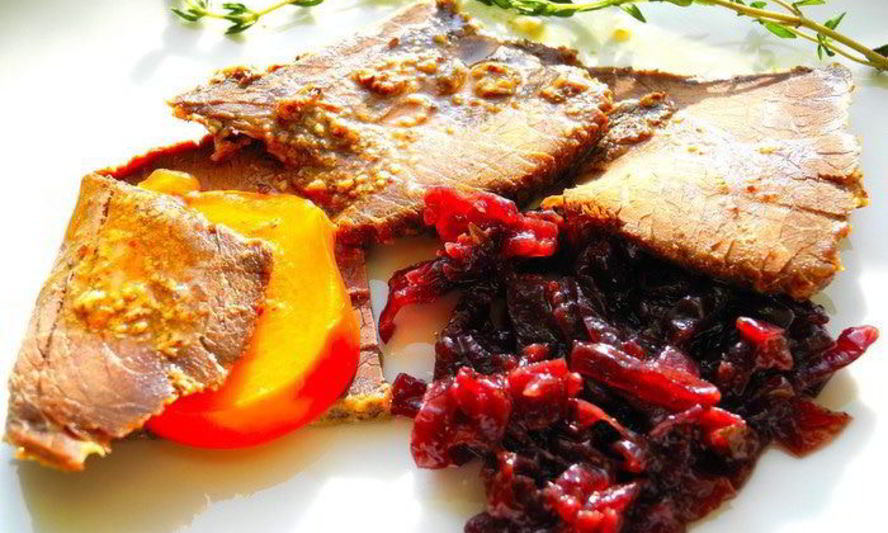 Рецепт запеченное мясо с айвой и хурмой