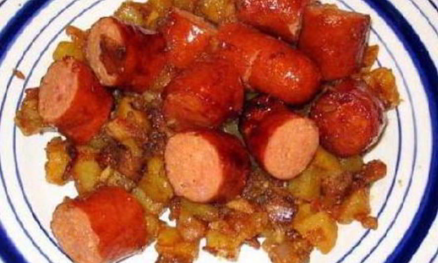 Рецепт жареная колбаса с картофелем