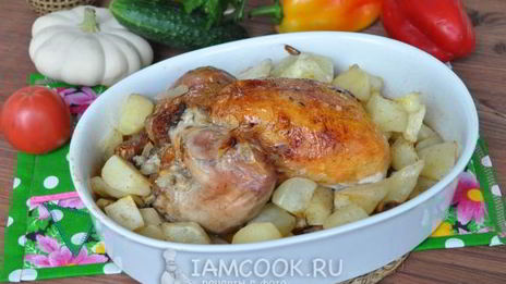 фаршированная курица с патиссонами в рукаве