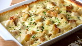 Гратен из картофеля с грибами и курицей